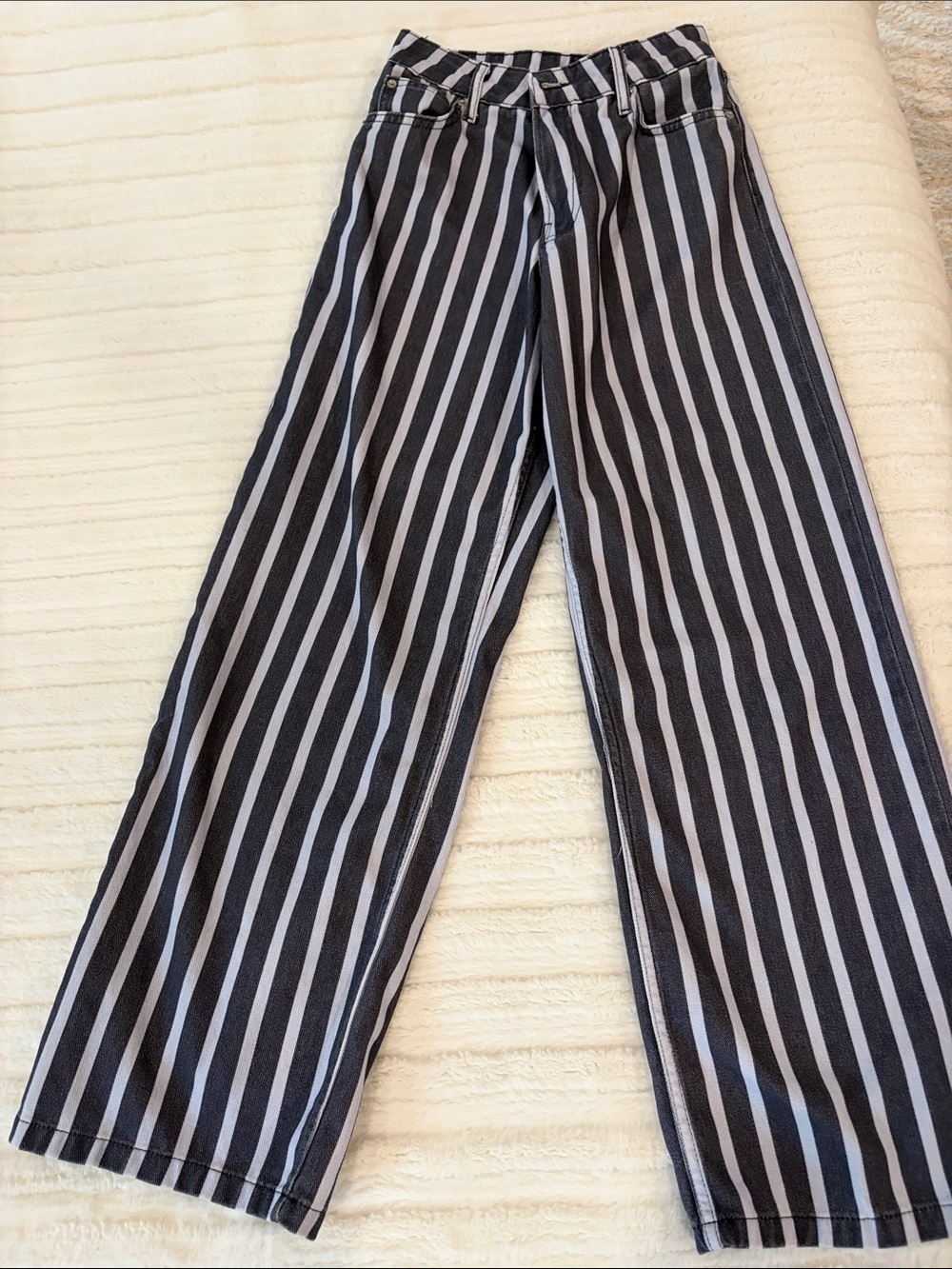Zara 5 pocket Vertical Stripe Wide-Leg jeans